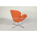 orange fabric swan chair with alu leg